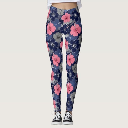 Küstentropisches Hibiskus-Muster (2) Leggings (Vorderseite)