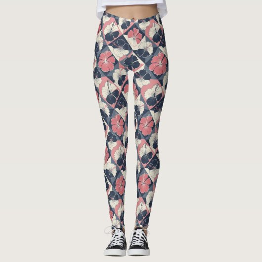 Küstentropisches Hibiskus-Muster (3) Leggings (Vorderseite)