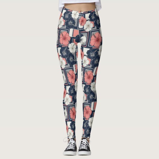 Küstentropisches Hibiskus-Muster (4) Leggings (Vorderseite)