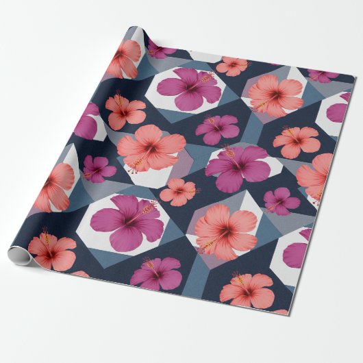 Küstentropisches Hibiskus-Muster (8) Geschenkpapier (Ungerollt)