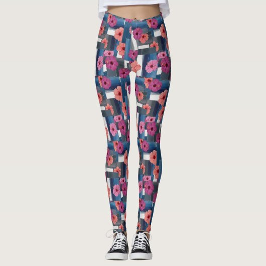 Küstentropisches Hibiskus-Muster (9) Leggings (Vorderseite)