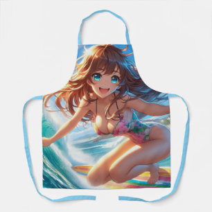 Küstentyp/nautischer/tropischer Anime-Surfergirl Schürze