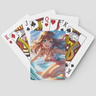 Küstentyp/nautischer/tropischer Anime-Surfergirl Spielkarten