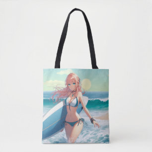 Küstentyp/nautischer/tropischer Anime-Surfergirl Tasche