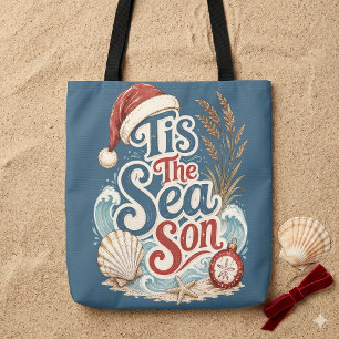 Küstentypografie für Weihnachten: Tis Sea Son Tasche