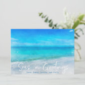 KÜSTENURLAUBSKARTE | Weihnachten in Tropical Beach (Stehend Vorderseite)