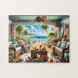 Küstenveranda Strandparadies Sommertagsszene Puzzle