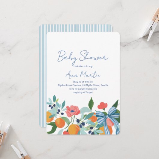 Küstenvibes Baby Shower Einladung (Vorderseite/Rückseite Beispiel)