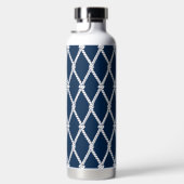 Küstenvornehm-nautisches Monogramm - Navy & Hot Pi Trinkflasche (Rechts)