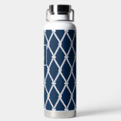 Küstenvornehm-nautisches Monogramm - Navy & Weiß Trinkflasche (Rückseite)