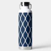 Küstenvornehm-nautisches Monogramm - Navy & Weiß Trinkflasche (Vorderseite)