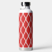 Küstenvornehm-nautisches Monogramm - Rot & Navy Trinkflasche (Rechts)