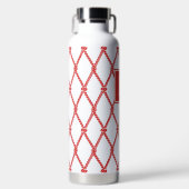 Küstenvornehm Nautisches Monogramm - Rot & Weiß Trinkflasche (Vorderseite)