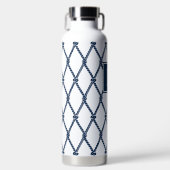Küstenvornehm-nautisches Monogramm - Weiß & Navy Trinkflasche (Vorderseite)