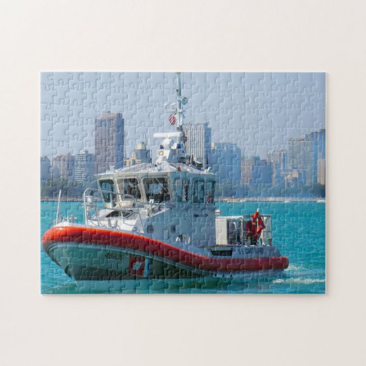 Küstenwache-Boot. Puzzle (Horizontal)