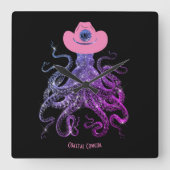 Küstenwache Silver Pink Monogram Wall Clock Quadratische Wanduhr (Vorderseite)