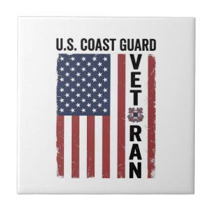 Küstenwache Veteran Flagge Vintage Vektor Design_1 Fliese