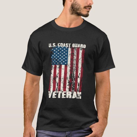 Küstenwache Veteran USCG American Flag Geschenk Lo T-Shirt (Vorderseite)