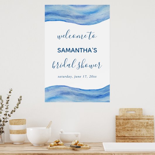 Küstenwache Wasserfarbe Blaues Brautparty Zeichen Poster (Küche)