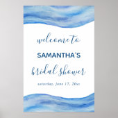 Küstenwache Wasserfarbe Blaues Brautparty Zeichen Poster (Vorne)