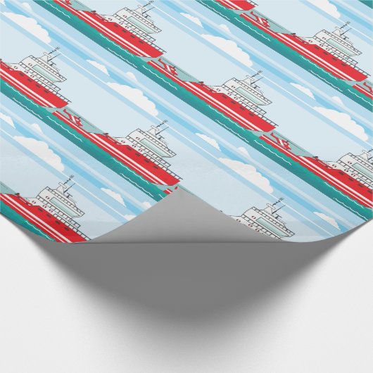 Küstenwacheschiff mit Hubschrauber Geschenkpapier (Ecke)