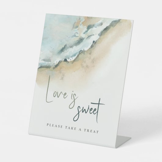 Küstenwacht Sandstrand Hochzeit Liebe ist süß Sockelschild (Vorderseite)