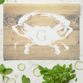 Küstenwald-Planks und Weißkrebse | Monogramm Geschirrtuch (Gefaltet)