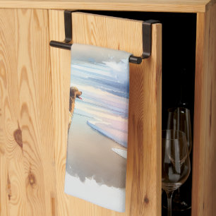 Küstenwanderung zum Leuchtturm bei Sonnenuntergang Geschirrtuch