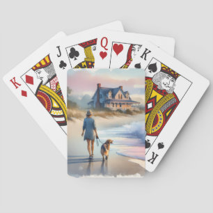 Küstenwanderung zum Leuchtturm bei Sonnenuntergang Spielkarten