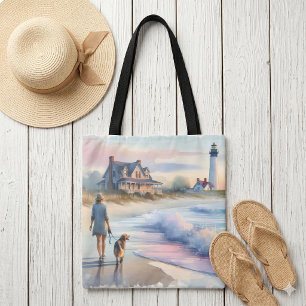 Küstenwanderweg zum Leuchtturm bei Sonnenuntergang Tasche