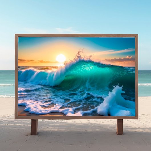 Küstenwandposter Sonnenaufgang mit Brechender Ozea Poster