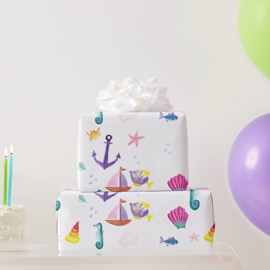 Küstenwasserfarbe Geschenkpapier (Partygeschenke)