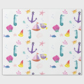 Küstenwasserfarbe Geschenkpapier (Flach)