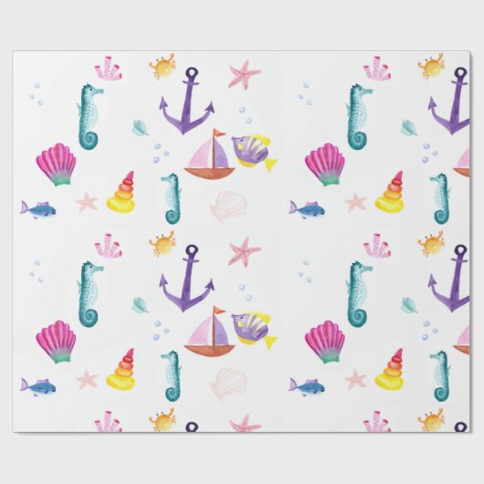Küstenwasserfarbe Geschenkpapier (Flach)