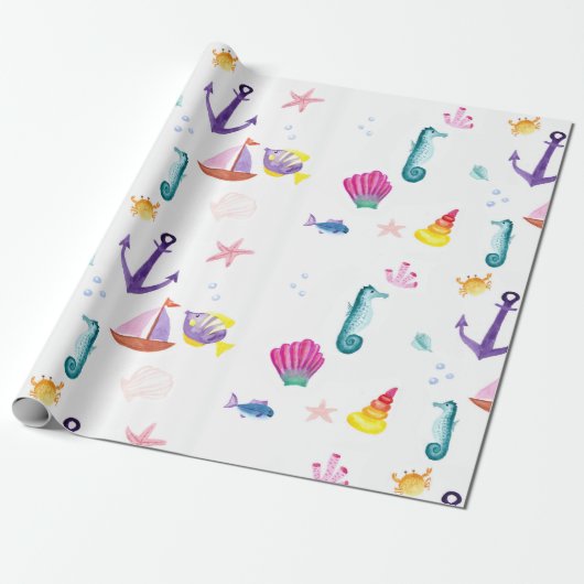 Küstenwasserfarbe Geschenkpapier (Ungerollt)