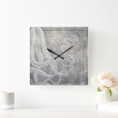 Küstenwasseroktopus Silberzinnneutraler Quadratische Wanduhr (Zuhause)