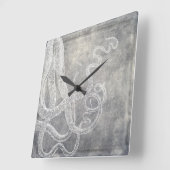 Küstenwasseroktopus Silberzinnneutraler Quadratische Wanduhr (Winkel)