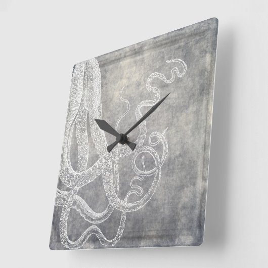 Küstenwasseroktopus Silberzinnneutraler Quadratische Wanduhr (Winkel)