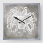 Küstenwasseroktopus Silberzinnneutraler Quadratische Wanduhr (Vorderseite)