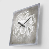Küstenwasseroktopus Silberzinnneutraler Quadratische Wanduhr (Winkel)