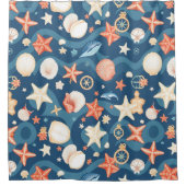 Küstenwaves & Seashells Duschvorhang (Vorderseite)