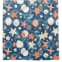 Küstenwaves & Seashells Duschvorhang