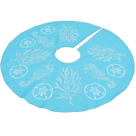 Küstenweihnachtsseashell-Rock Polyester Weihnachtsbaumdecke