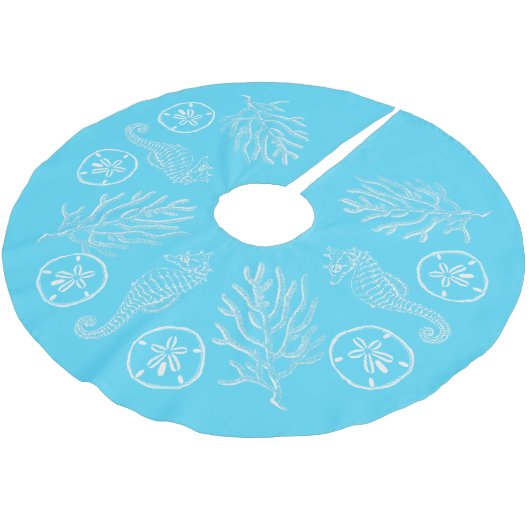 Küstenweihnachtsseashell-Rock Polyester Weihnachtsbaumdecke (Schrägansicht)