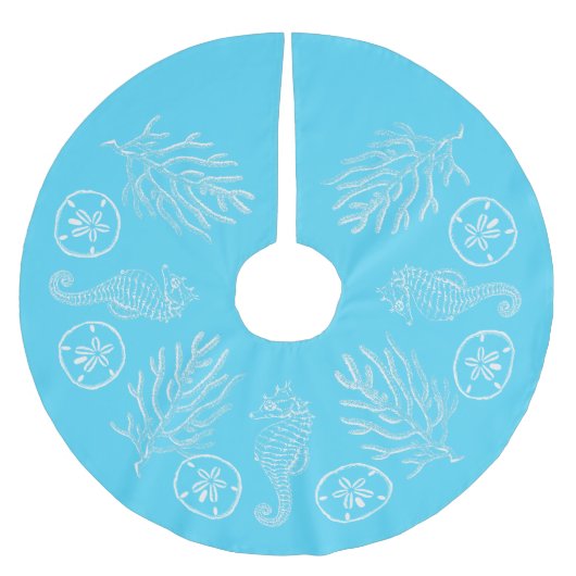 Küstenweihnachtsseashell-Rock Polyester Weihnachtsbaumdecke (Vorderseite)