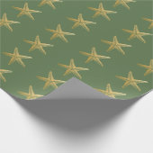 KüstenweihnachtsStarfish auf Grün Geschenkpapier (Ecke)