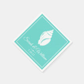 Küstenweiß Seashell & Sea Green | PERSONALISIERT Serviette (Ecke)