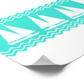 Küstenweiß Türkis Stripe Sailboat Muster Poster (Ecke)