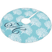 Küstenweißes Seekorallenrote Polyester Weihnachtsbaumdecke (Schrägansicht)