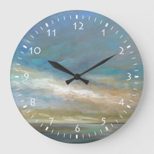 Küstenwolken mit Ozean Große Wanduhr